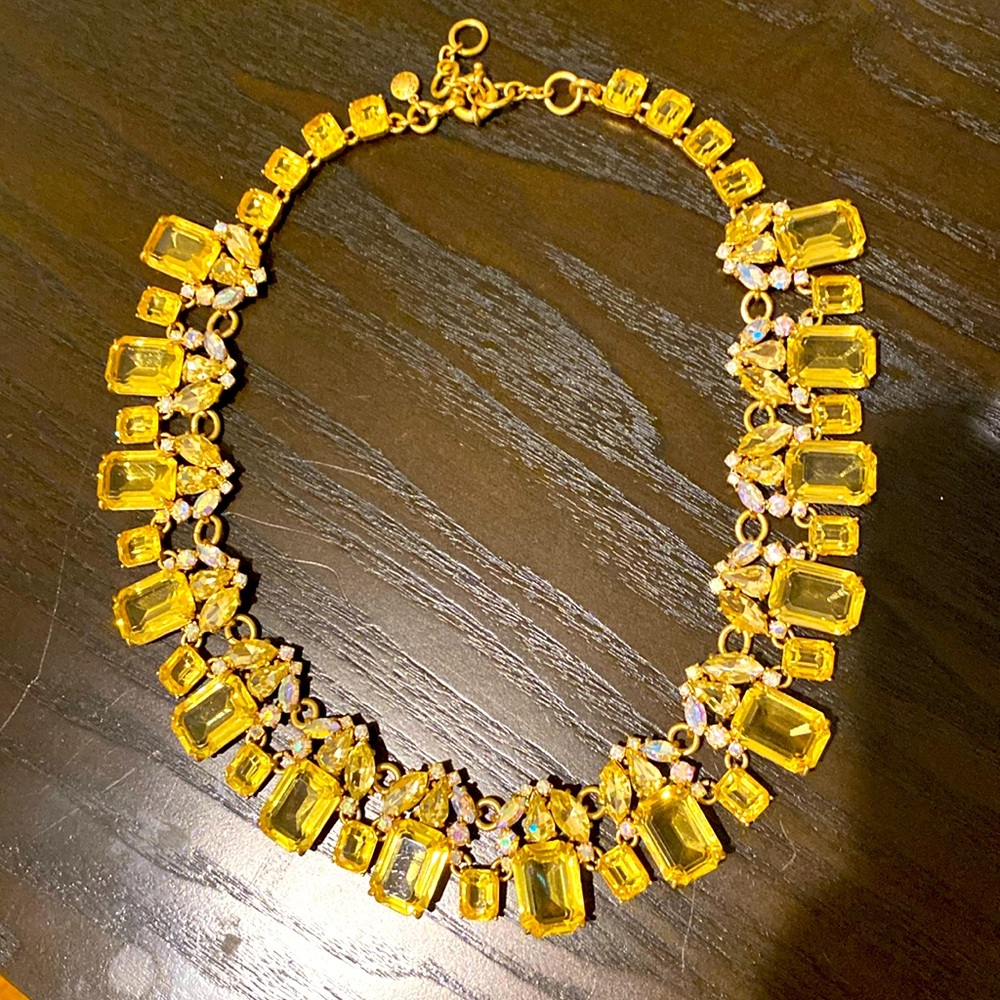 J Crew Canary Colored Crystal Chunky Necklace